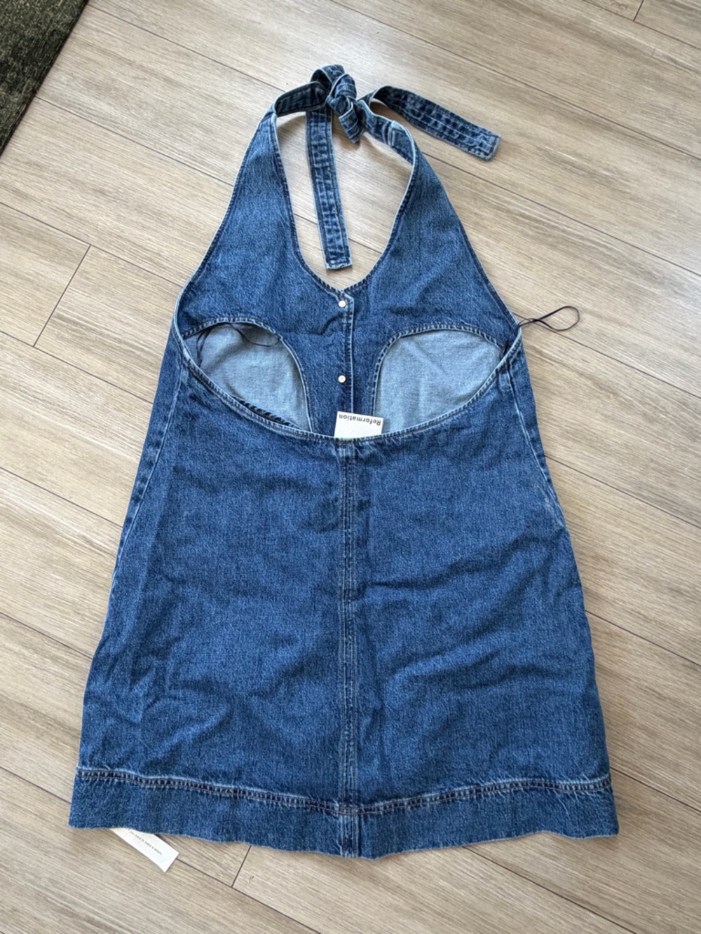 Reformation Brittany Halter Denim Mini Dress NWT - Picture 5 of 5